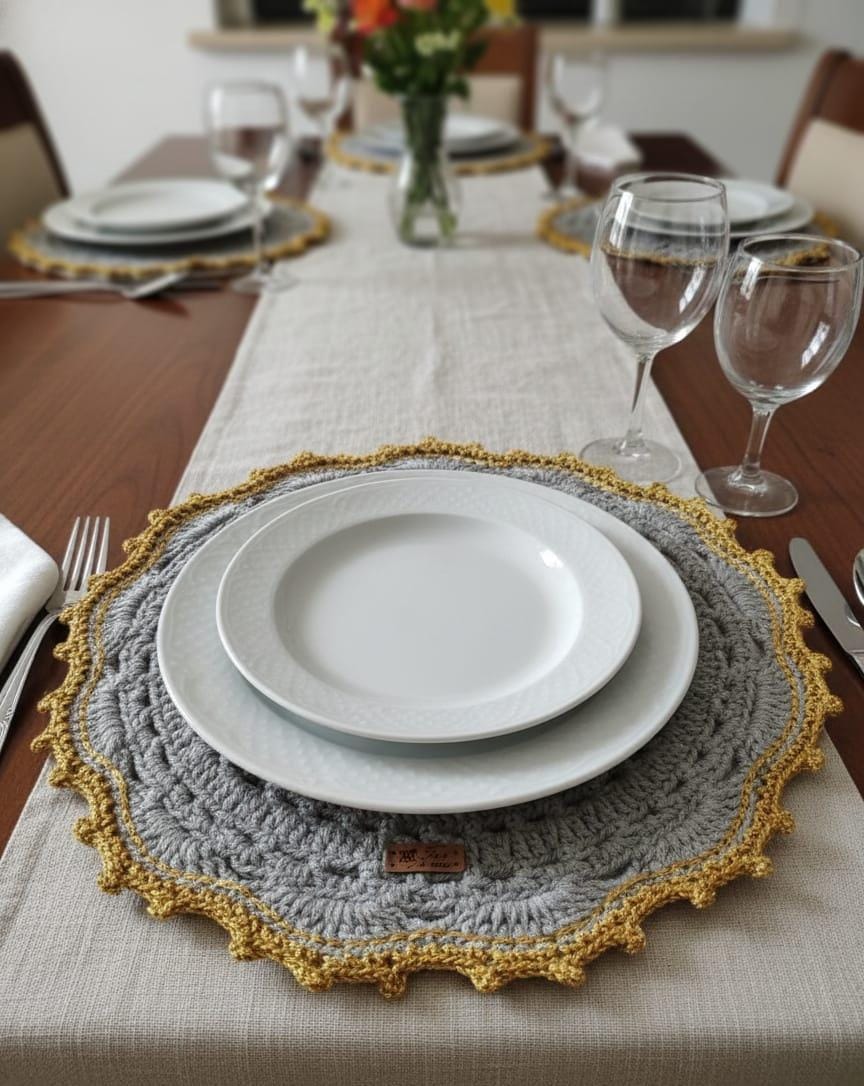 Mesa Posta em Crochê - Modelo 9